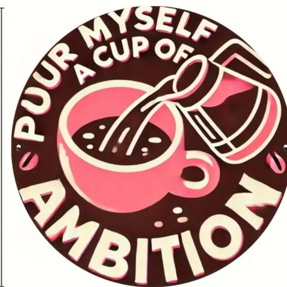Pour Myself Cup of Ambition Metal Sign
